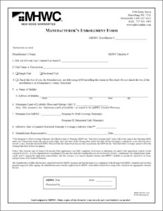 MHWC Enrollment Form for HUD-Code Manufacturers