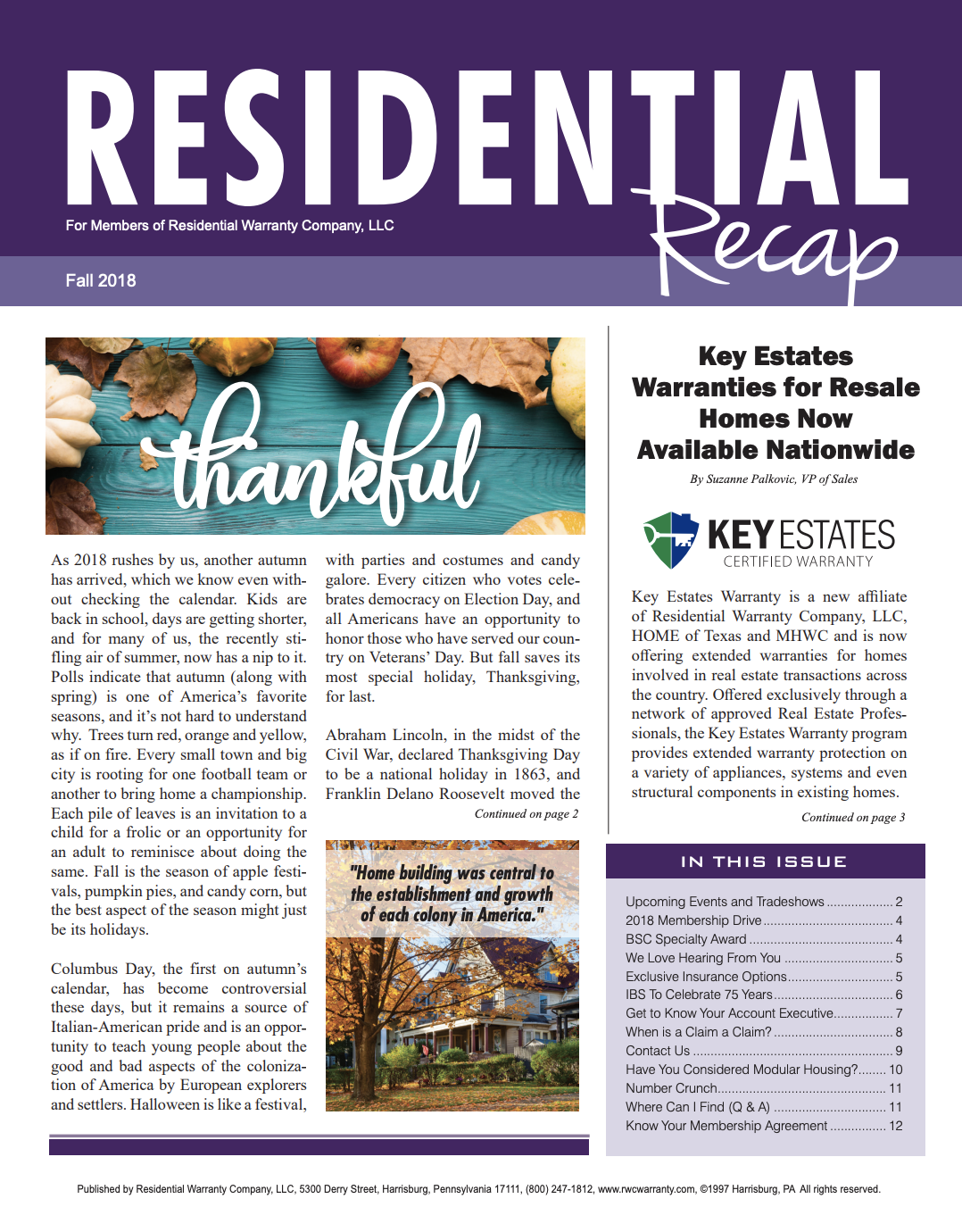 Residential Recap Newsletter about warranties and new home construction for builders and manufacturers